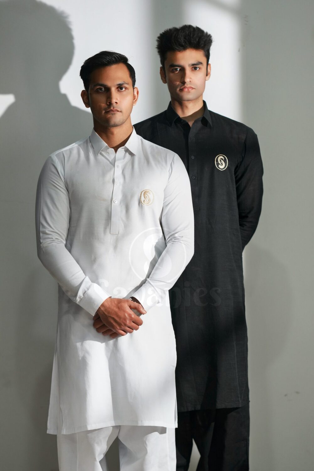 Men's Black Unstitched Kurta Pajama view 2